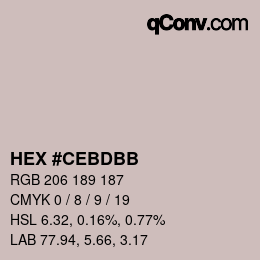 カラーコード: HEX #CEBDBB | qconv.com
