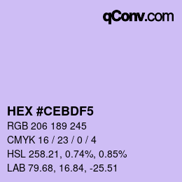 Color code: HEX #CEBDF5 | qconv.com