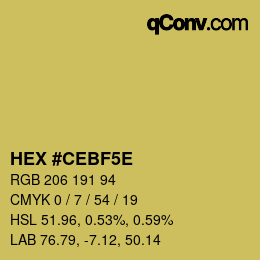 Farbcode: HEX #CEBF5E | qconv.com