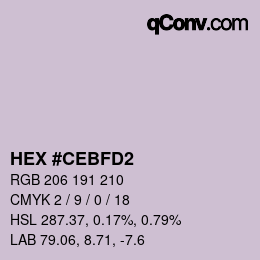 Color code: HEX #CEBFD2 | qconv.com