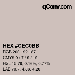 颜色代码: HEX #CEC0BB | qconv.com