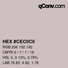 カラーコード: HEX #CEC0C0 | qconv.com