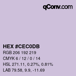 Color code: HEX #CEC0DB | qconv.com