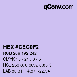 Color code: HEX #CEC0F2 | qconv.com