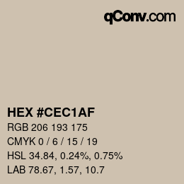 Color code: HEX #CEC1AF | qconv.com