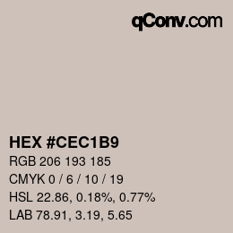 Color code: HEX #CEC1B9 | qconv.com