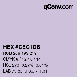 カラーコード: HEX #CEC1DB | qconv.com