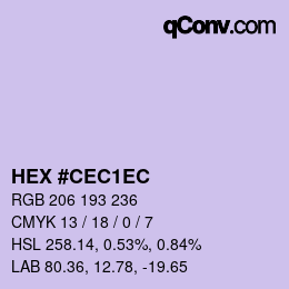 Color code: HEX #CEC1EC | qconv.com