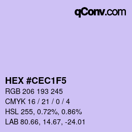 Color code: HEX #CEC1F5 | qconv.com