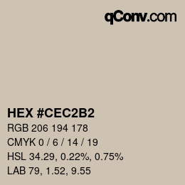 颜色代码: HEX #CEC2B2 | qconv.com