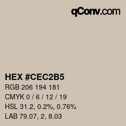 カラーコード: HEX #CEC2B5 | qconv.com