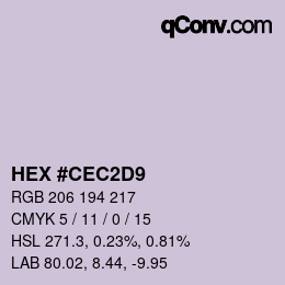 Color code: HEX #CEC2D9 | qconv.com