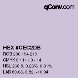 颜色代码: HEX #CEC2DB | qconv.com