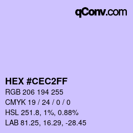 Color code: HEX #CEC2FF | qconv.com