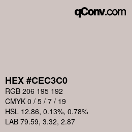 カラーコード: HEX #CEC3C0 | qconv.com