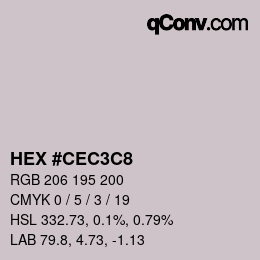 Color code: HEX #CEC3C8 | qconv.com