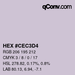カラーコード: HEX #CEC3D4 | qconv.com