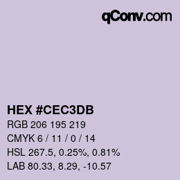 Color code: HEX #CEC3DB | qconv.com