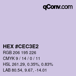 Color code: HEX #CEC3E2 | qconv.com