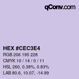 Color code: HEX #CEC3E4 | qconv.com