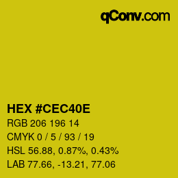 Color code: HEX #CEC40E | qconv.com
