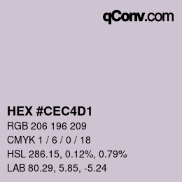 颜色代码: HEX #CEC4D1 | qconv.com
