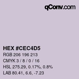 颜色代码: HEX #CEC4D5 | qconv.com