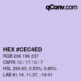 Color code: HEX #CEC4ED | qconv.com