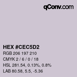 カラーコード: HEX #CEC5D2 | qconv.com
