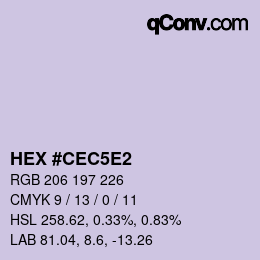 Farbcode: HEX #CEC5E2 | qconv.com