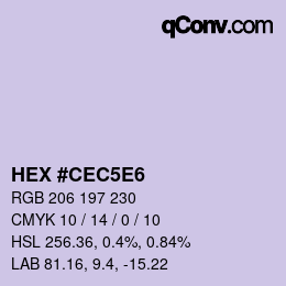 Farbcode: HEX #CEC5E6 | qconv.com