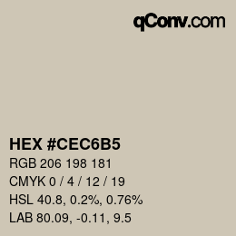 Color code: HEX #CEC6B5 | qconv.com