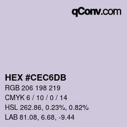 Color code: HEX #CEC6DB | qconv.com