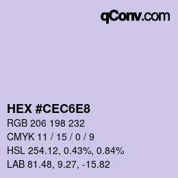 Color code: HEX #CEC6E8 | qconv.com