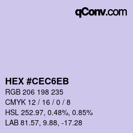 Color code: HEX #CEC6EB | qconv.com