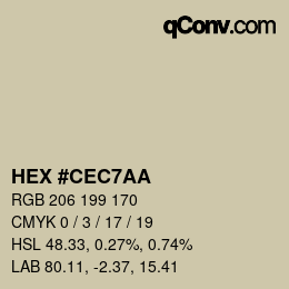 カラーコード: HEX #CEC7AA | qconv.com