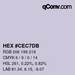 颜色代码: HEX #CEC7DB | qconv.com