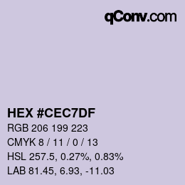 カラーコード: HEX #CEC7DF | qconv.com