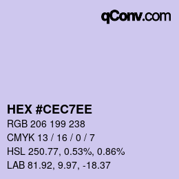 カラーコード: HEX #CEC7EE | qconv.com