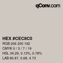 Farbcode: HEX #CEC8C0 | qconv.com