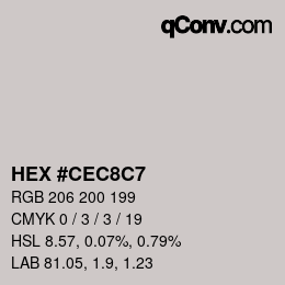 Color code: HEX #CEC8C7 | qconv.com