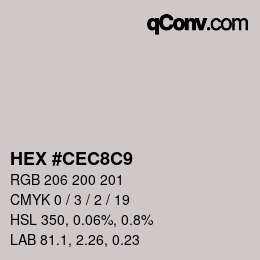 Color code: HEX #CEC8C9 | qconv.com