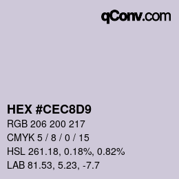 Color code: HEX #CEC8D9 | qconv.com