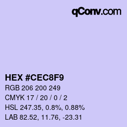 Color code: HEX #CEC8F9 | qconv.com