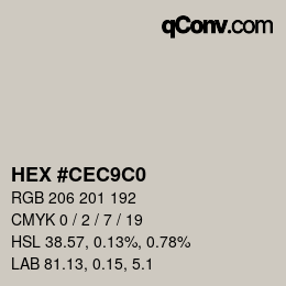 Color code: HEX #CEC9C0 | qconv.com