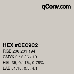 カラーコード: HEX #CEC9C2 | qconv.com