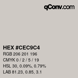 Color code: HEX #CEC9C4 | qconv.com