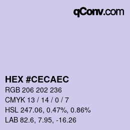 カラーコード: HEX #CECAEC | qconv.com