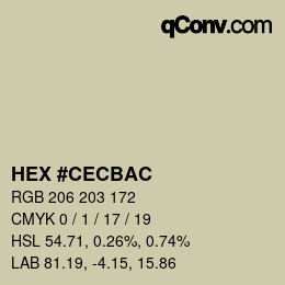 Color code: HEX #CECBAC | qconv.com