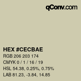 Color code: HEX #CECBAE | qconv.com